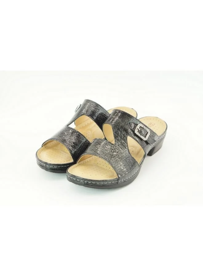 Zayna Grey 221-3162 Zayna Ladies Low Heel Slides 2608-10 Grey for Women | Best Price UAE